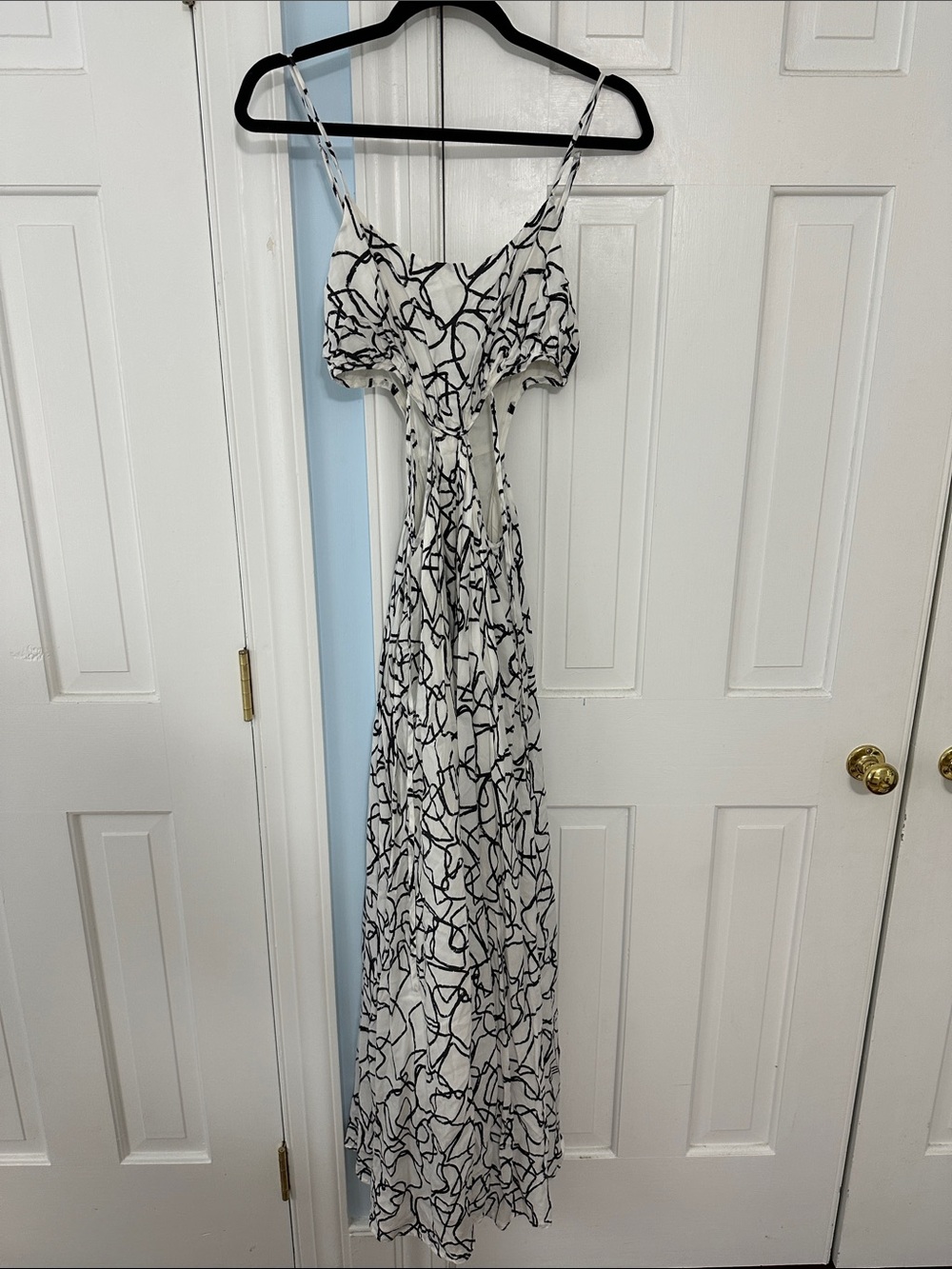 Astr White Maxi Dress with Black Abstract Print